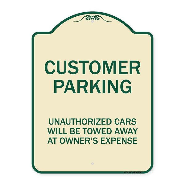 Signmission Designer Series-Unauthorized Cars Will Be Towed Away At Owners Expense, 18" L, 24" H, TG-1824-9747 A-DES-TG-1824-9747